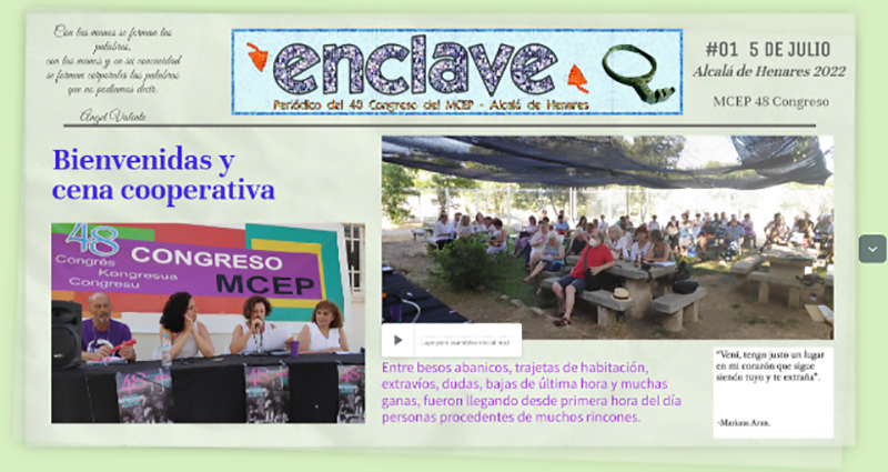 “Enclave” nº1 – Periódico del 48 Congreso del MCEP celebrado en Alcalá de Henares en julio de 2022