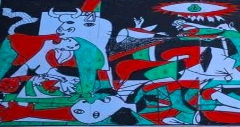 Cuadro Guernica con la bandera de Palestina