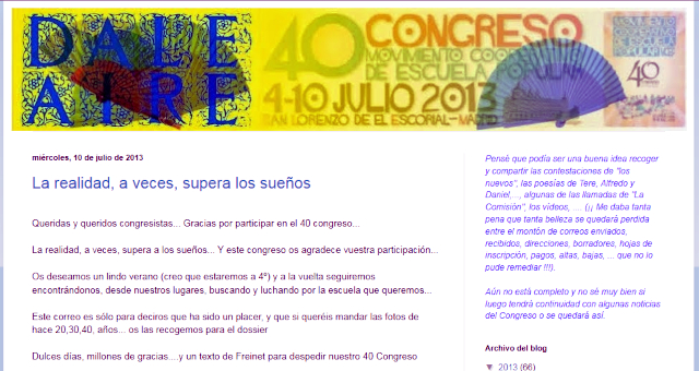 Blog Dale Aire, periódico del 40 Congreso del MCEP