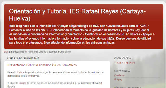 Blog Orientación y Tutoría del IES Rafael Reyes (Cartaya-Huelva).